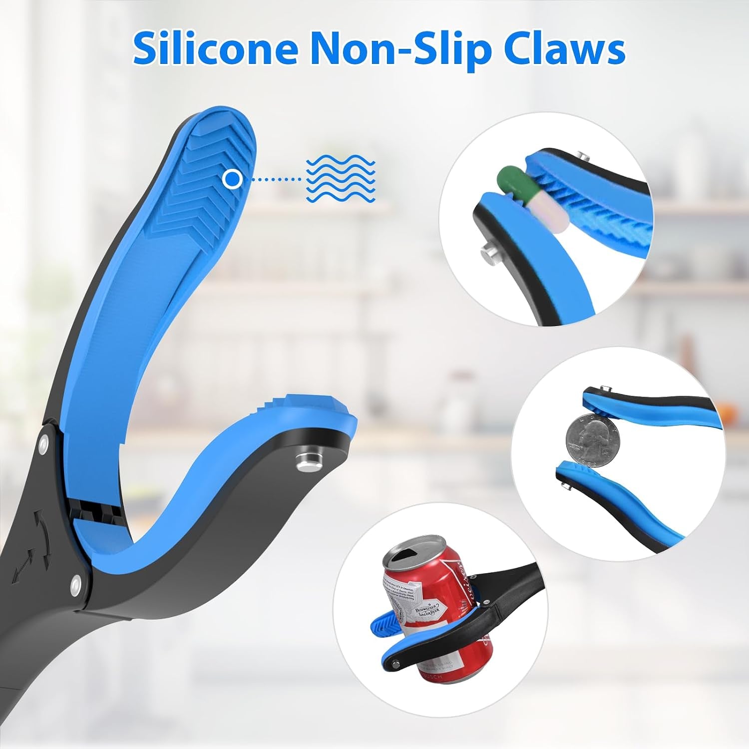 91Cm/36" Litter Pickers Grabber Stick, Helping Hand Grabber for Adults, Disabled, and Elderly, Heavy Duty Pick up Stick, Blue