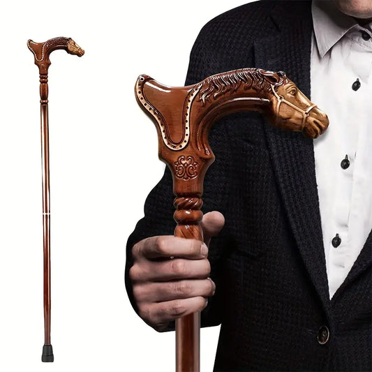 Fashionable Equestrian Gentleman'S Cane - Elegant Luxury Horse Head Scepter, Premium Unisex Wooden Walking Stick for Role-Play, Vintage Couple Style and Gifting, with Ergonomic Comfort Grip-#Summerwins#Dealsforyoudays#Father'Sdaygift Tool Equipment