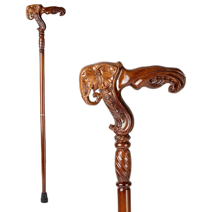 American Elephant Head Wooden Walking Cane - Handcrafted, Ergonomic Grip for Comfort - Unisex Wooden Sculpted Cane - Stylish Wooden Walking Stick Summerwins-#Summerwins#Dealsforyoudays#Father'Sdaygift Tool Equipment