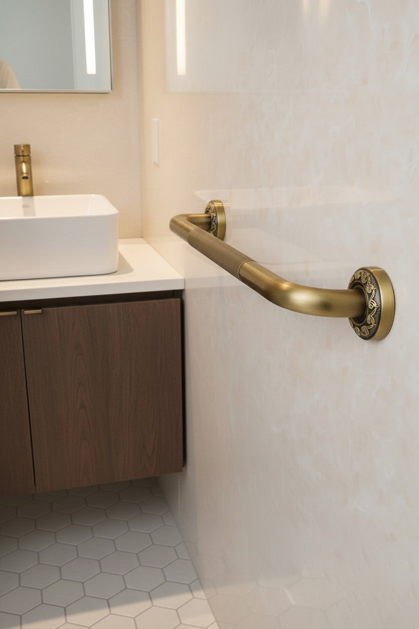 Premium Brass Bathroom Grab Bar - 20 in/52 cm