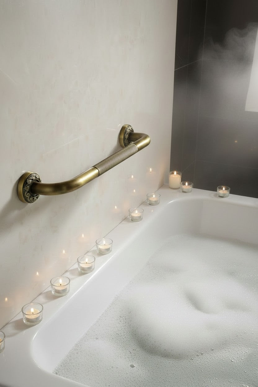 Premium Brass Bathroom Grab Bar - 20 in/52 cm