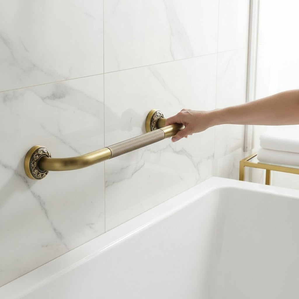 Premium Brass Bathroom Grab Bar - 20 in/52 cm
