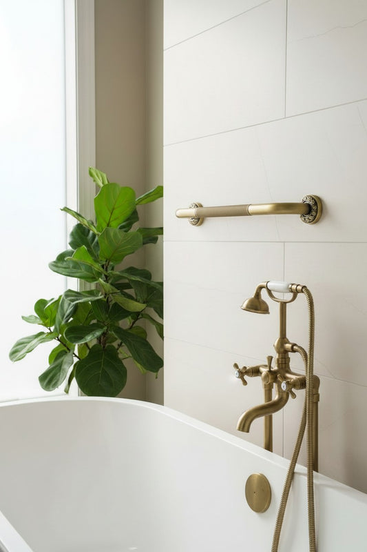 Premium Brass Bathroom Grab Bar - 20 in/52 cm