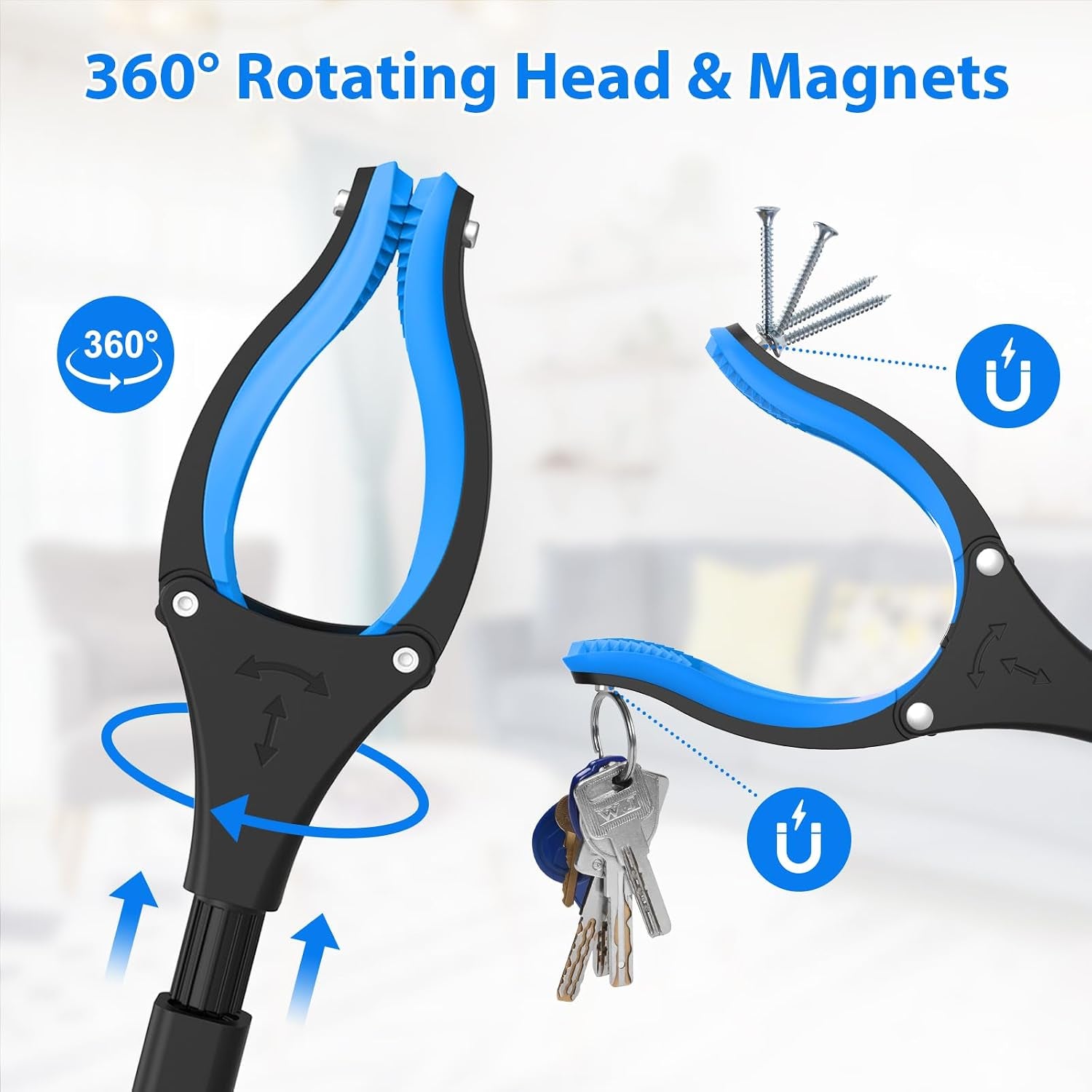 91Cm/36" Litter Pickers Grabber Stick, Helping Hand Grabber for Adults, Disabled, and Elderly, Heavy Duty Pick up Stick, Blue