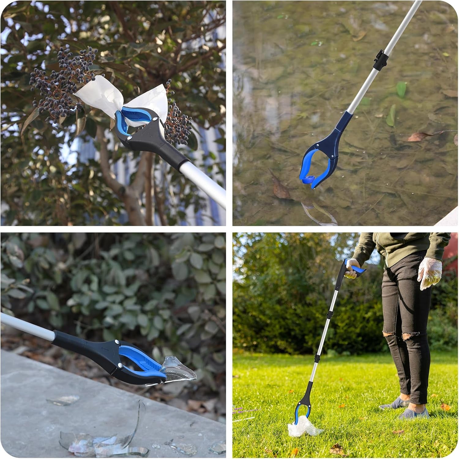 91Cm/36" Litter Pickers Grabber Stick, Helping Hand Grabber for Adults, Disabled, and Elderly, Heavy Duty Pick up Stick, Blue
