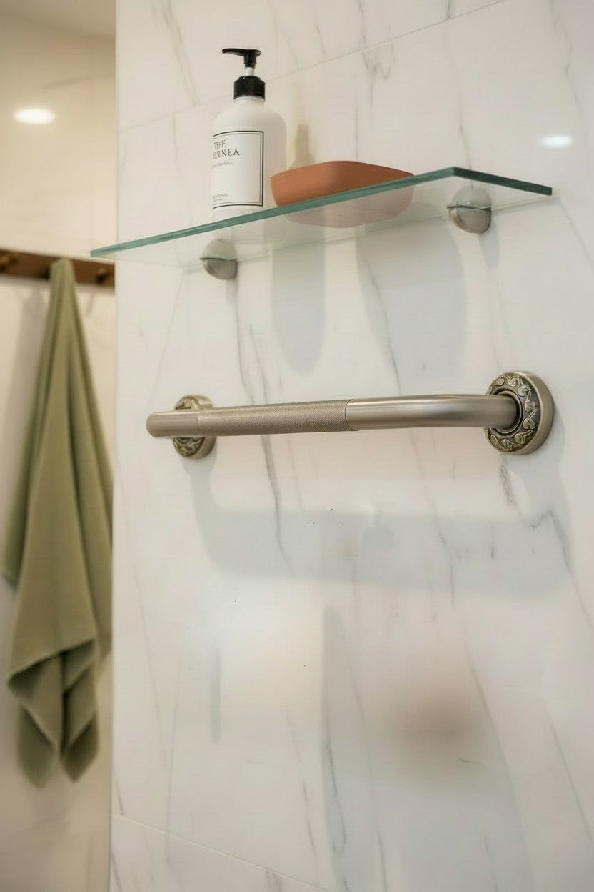 Premium Brass Bathroom Grab Bar - 20 in/52 cm